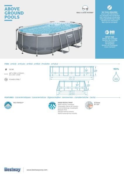 Piscine hors sol Piscine hors-sol sans accessoire Power steel ovale 427x250x100cm Bestway 5