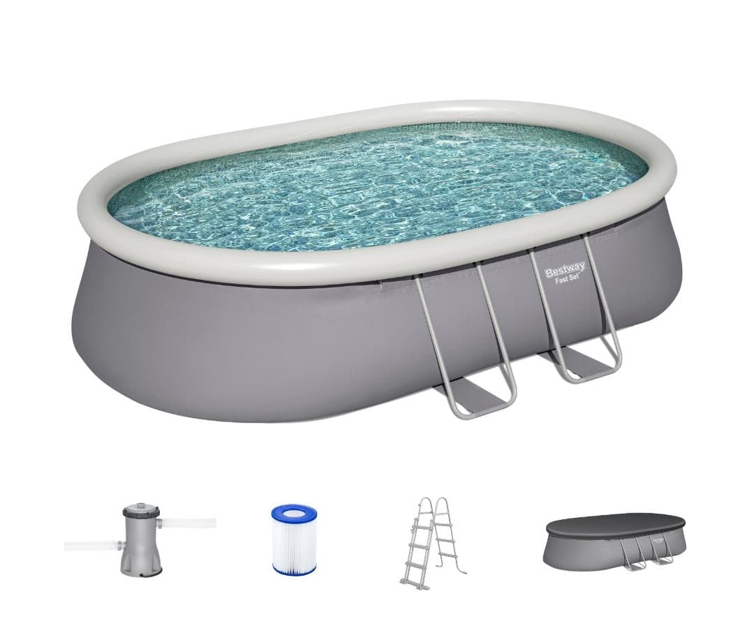 Piscine hors sol Piscine autoportante ovale Fast Set 549 x 366 x 122 cm avec filtration Bestway 2
