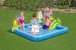 Jeux d'extérieur et trampoline Aire de jeux Little Astronaut™, 228 x 206 x 84 cm, toboggan, punching-ball, jeux d'anneaux, 2 frisbee Bestway 2