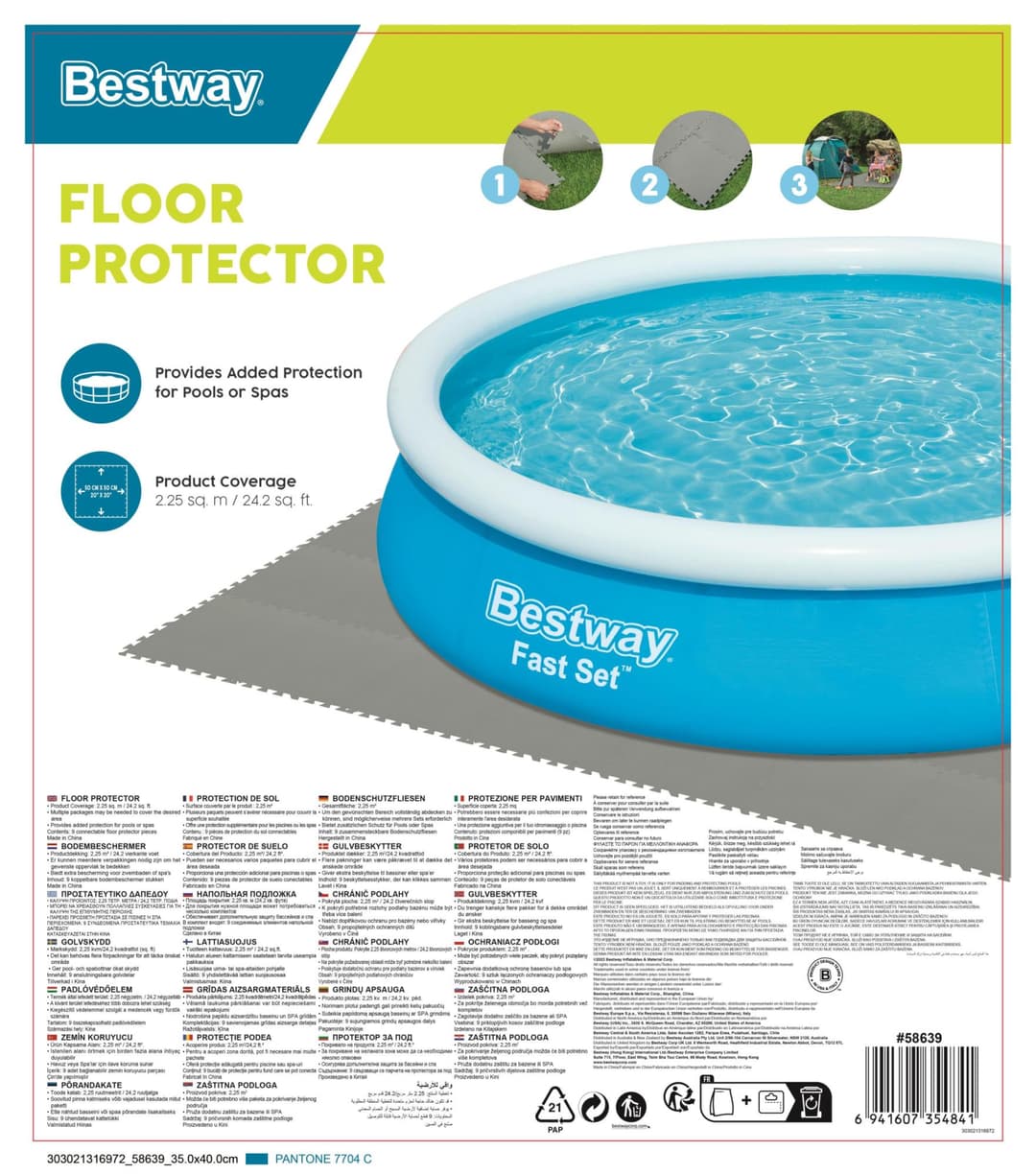 Accessoires Piscine Tapis de sol pour piscine 9 pièces de 50 x 50 cm gris Bestway 5