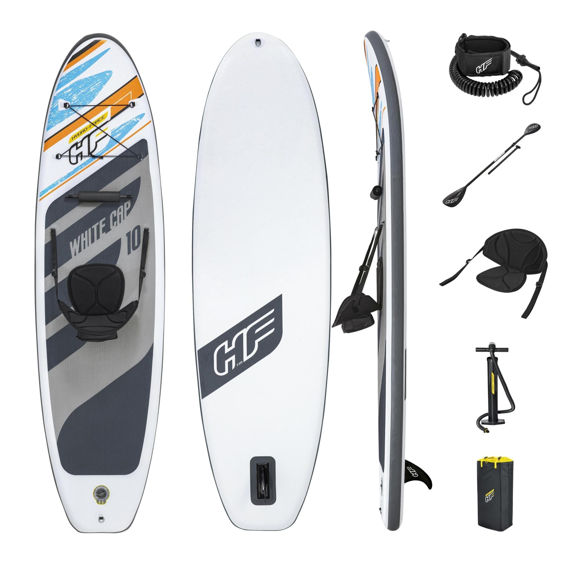 Bateaux, paddle et kayak Paddle SUP White Cap Hydro-Force™ 305 x 84 x 12 cm convertible en kayak avec siège, cale-pieds, pagaie et pompe Bestway 1